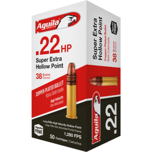 Aguila 1B222335 Standard High Velocity 22 Long Rifle (LR) Ammunition, 38 GR Hollow Point - 2000 Round Case