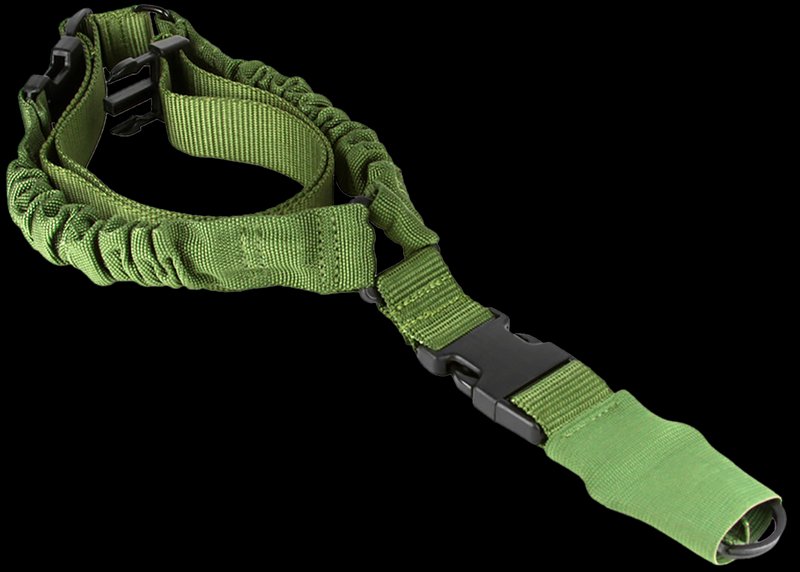 Aim Sports AOPS01G One Point Green Elastic Webbing 26 Inch OAL Bungee Rifle Sling