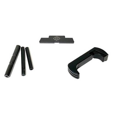 Cross Armory Gen 5 Glock Colored Parts Kit Black - Dimpled Pin, Ext Mag Catch, Ext Slide Lock