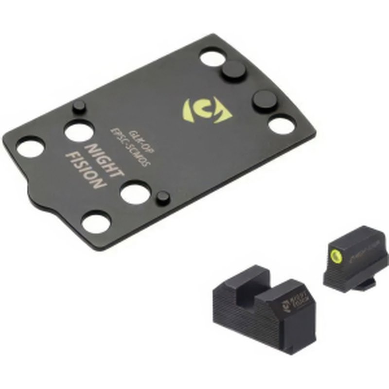 Night Fision Holosun EPS Carry Adapter Plate + Tritium Front Sight Combo for Glock 43X MOS