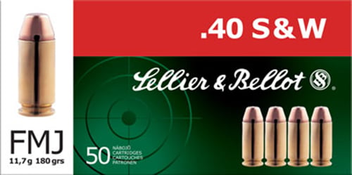 Sellier & Bellot Handgun .40 S&W FMJ Brass 180 Grain Ammo