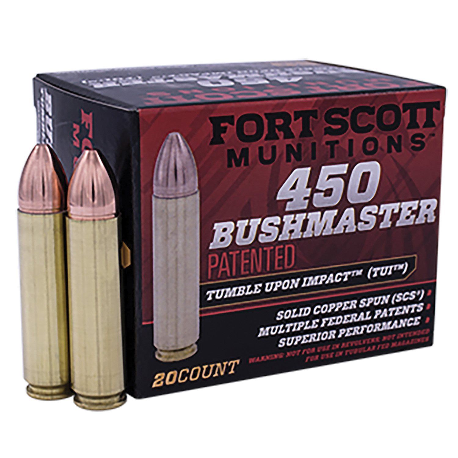 Fort Scott Munitions 450 Bushmaster 250gr Tumble Upon Impact Ammo SCS 20 Rounds
