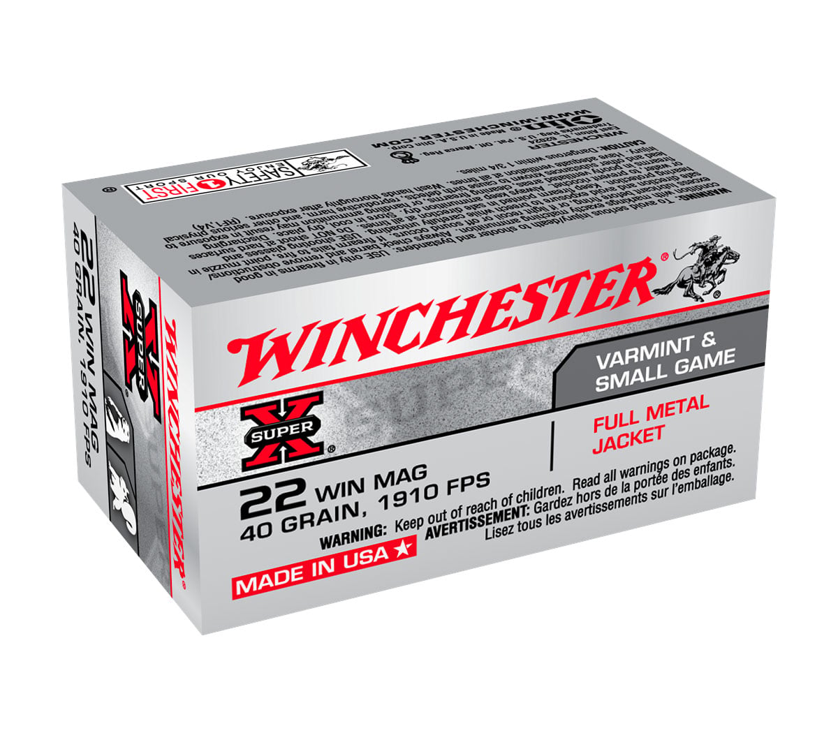 Winchester Super-X 22 WMR 40gr FMJ Ammunition 50 Rounds