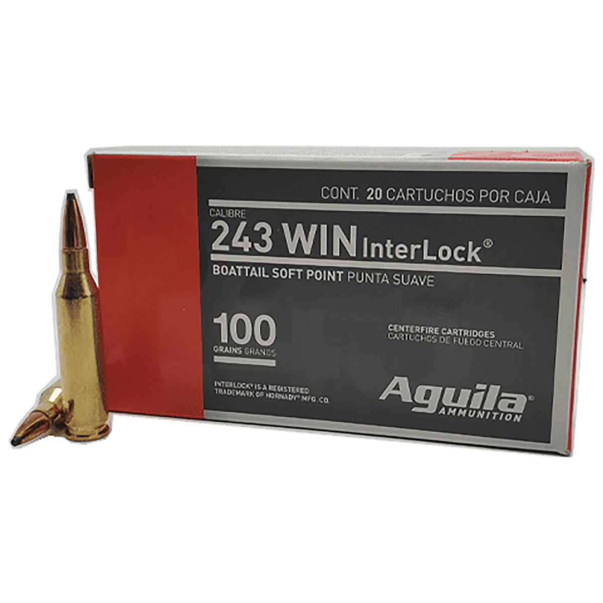 Aguila 243 Winchester Ammunition 100gr BTSP Rifle Ammunition 20 Rounds